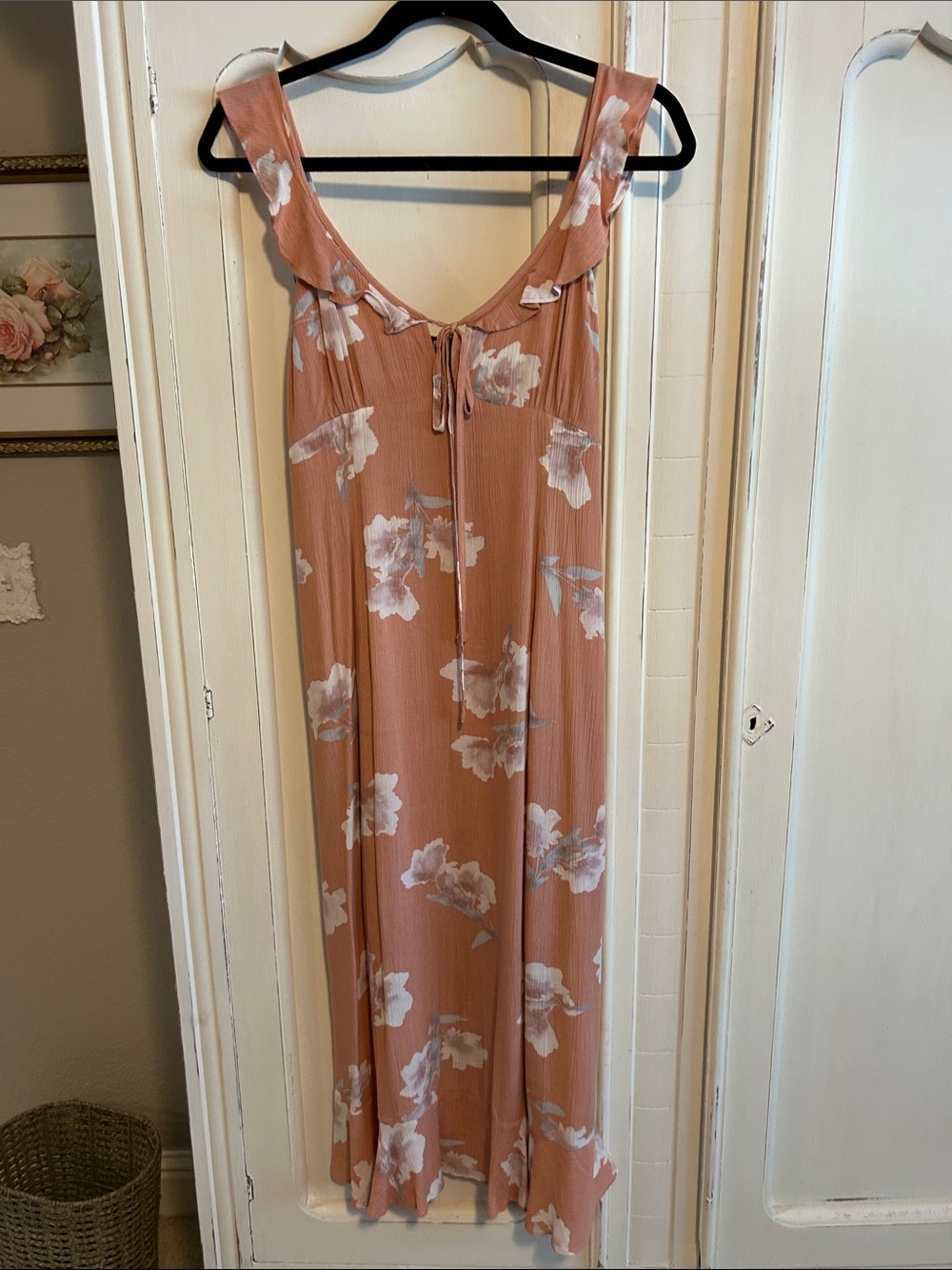 Lulu's Dusty Rose Floral Maxi Tank Dress